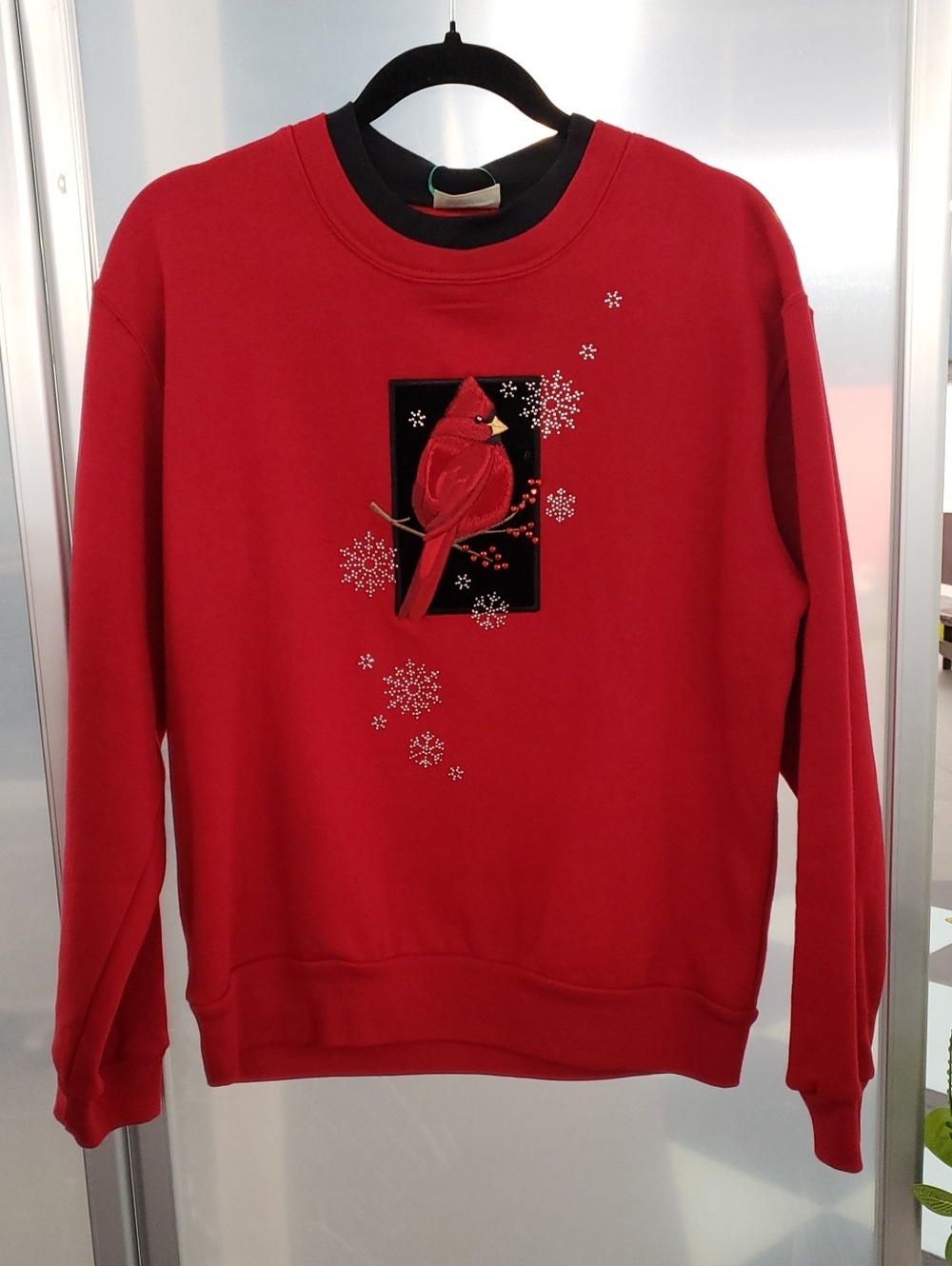 1990s Vintage Cardinal Snowflake Bedazzled Sweatshirt